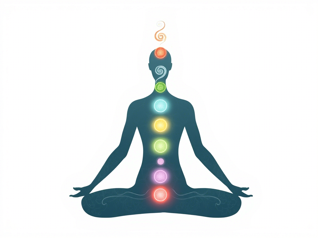 Kundalini energy visualized as a coiled serpent rising through chakras, symbolizing spiritual awakening along the spine.